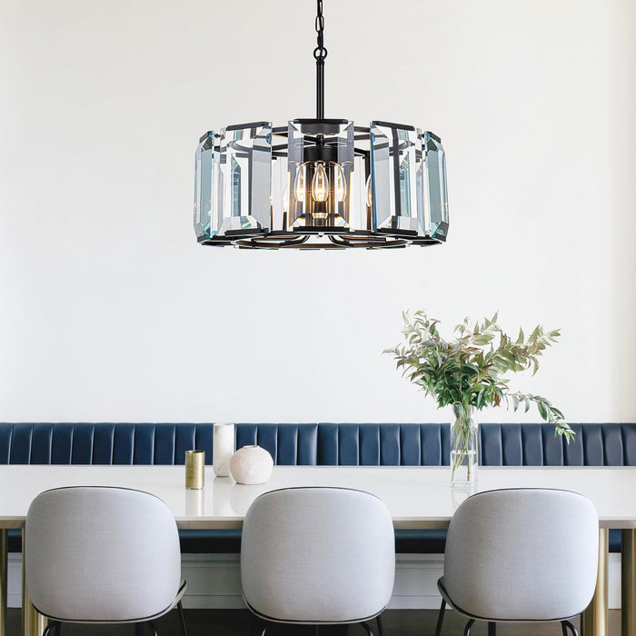 TwentyInch Modern Luxe OnyxBlack Crystal Chandelier FiveLight