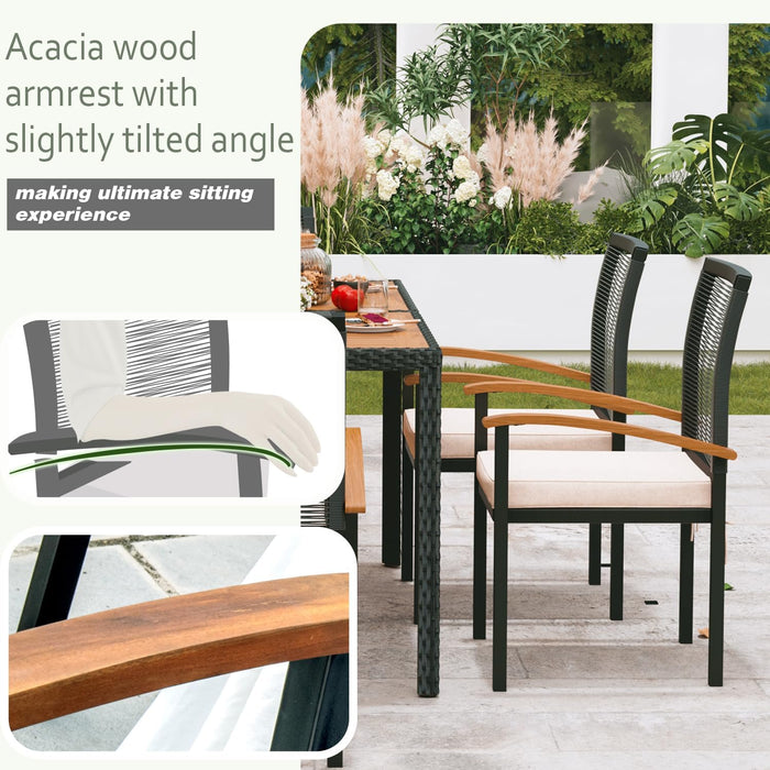 AERBUSKE 7 Pieces Outdoor Table and Chairs Set Outdoor Patio Furniture Set Wicker Patio Dining Sets for 6 Patio Table and Chairs Set Outdoor Furniture Set for Garden Yard Porch Poolside