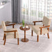 Beige Oversized Accent Armchairs With Walnut Table