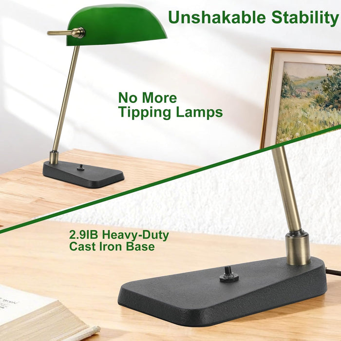 EmeraldGreen Bankers Desk Lamp CastIron Base Swivel
