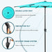 9Ft Outdoor Patio Umbrella W/ Push Button Tilt and Crank, 8 Ribs, Turquoise