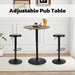 24" round Bar Table, Bistro Pub Table, Adjustable Height Pub Table, 360° Swivel Cocktail Bar Table with Metal Base and MDF Top, Suitable for Small Space, Bar, Bistro, Café, Brown