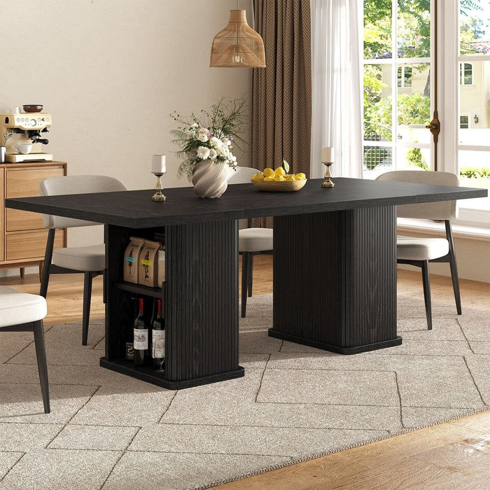 78.7" Rectangular Dining Table for 6/8/10, Kitchen Dinner Table, Black