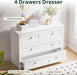 White Four Drawer Dresser With Contemporary Finish