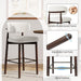 26″ Bar Stools Set of 4, Counter Height Bar Stools with Wood Legs, Upholstered Modern Kitchen Barstools with Back, Linen Fabric, Metal Footrest, for Kitchen Island Dining Room Bar, Beige