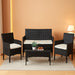 Patio Furniture Set 4 Pieces Outdoor Rattan Chair Wicker Sofa Garden Conversation Bistro Sets for Yard,Pool or Backyard
