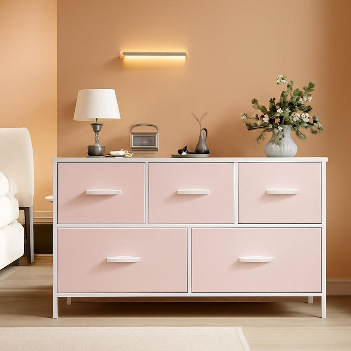 Five Drawer Fabric Dresser Bedroom Organization Black