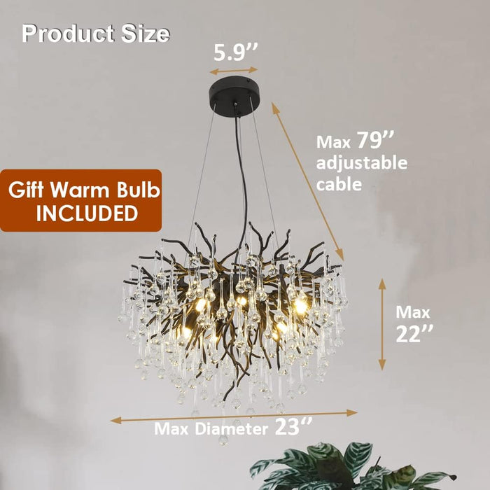 Crystal Chandeliers Adjustable Black Bronze Teardrop