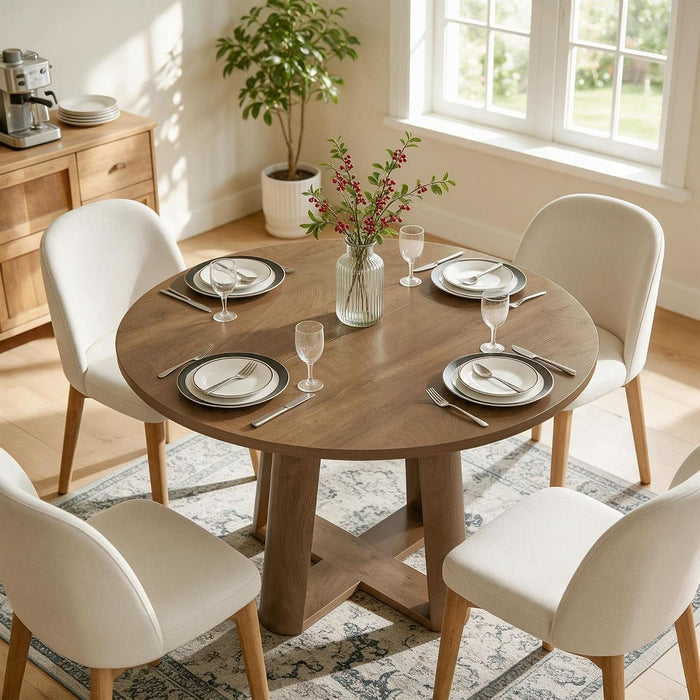 round Dining Table for 4-6 People, 47-Inch Kitchen Table
