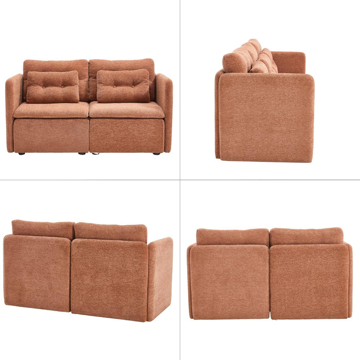 56 Inches Wide Chenille Sectional Loveseat Espresso
