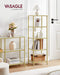 MetallicGold Finished Five Tier Tempered Glass Bookcase