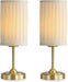 Portables Cordless Table Lamp Set of 2,LED Fabric Shade Desklamp,Rechargeable Battery Operated，Lighting for Bedroom, Bedside,Bar,Living Room, Dining Room, Night Light (Brass)