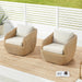 CHITA 360° Swivel Patio Wicker Chairs Set of 2, Fully Assembled, Brown