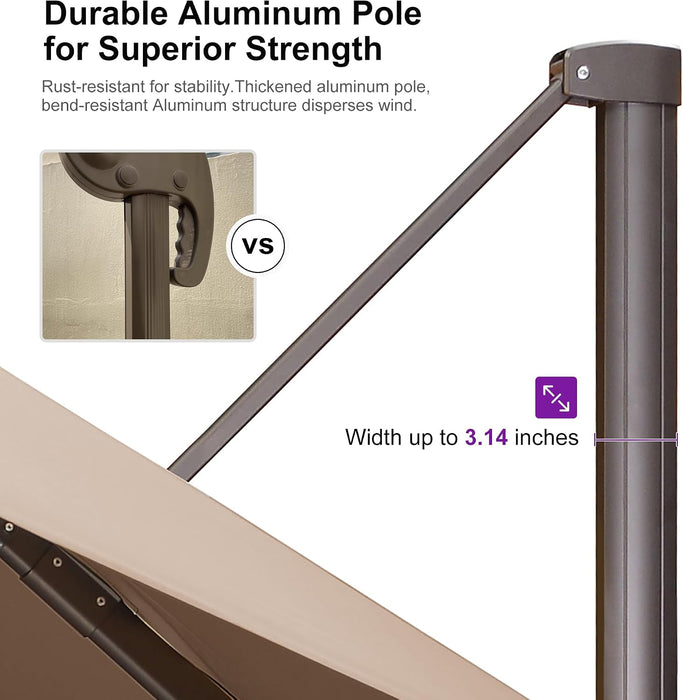 Cantilever Umbrella 10' X 13' Fade-Resistant Bronze, Beige