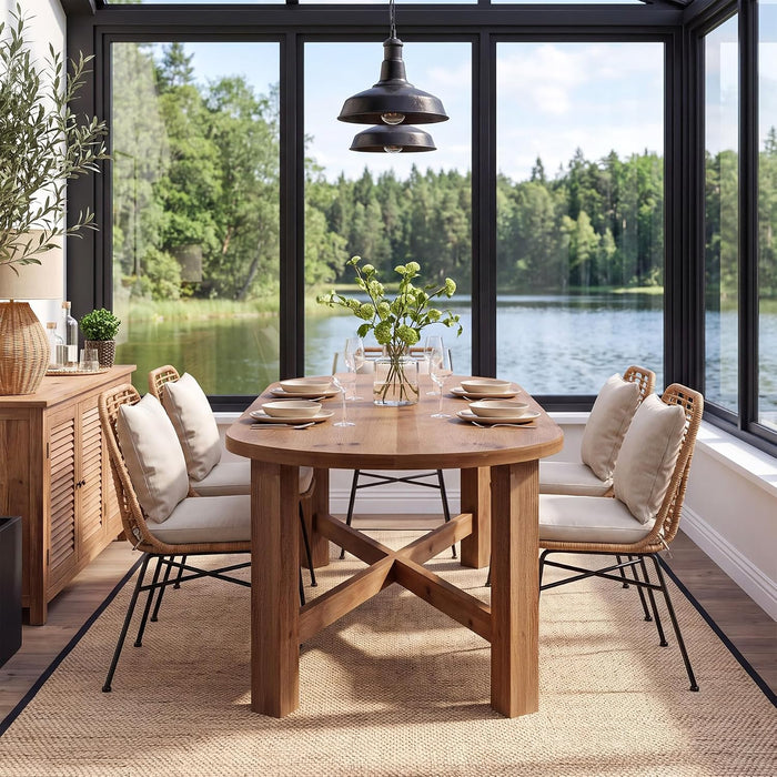 70.87-Inch Oval Dining Table for 4-6