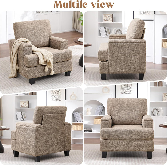 Yellowish Brown Accent Chairs With Armrest Storage