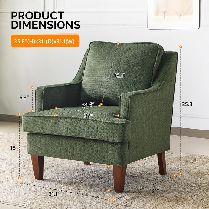 Green Upholstered High Back Midcentury Accent Chairs