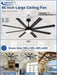 66" Ceiling Fans with Lights: Black Indoor/Outdoor Ceiling Fan for Patios Living Room - 8 Blades Dimmable Large Ceiling Fans with Remote APP Control Timer Reversible Quiet DC Motor 6 Speeds
