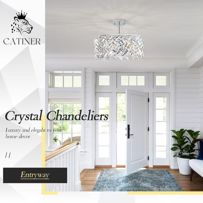 Chrome Crystal Chandelier Ceiling Mount Fixture Light