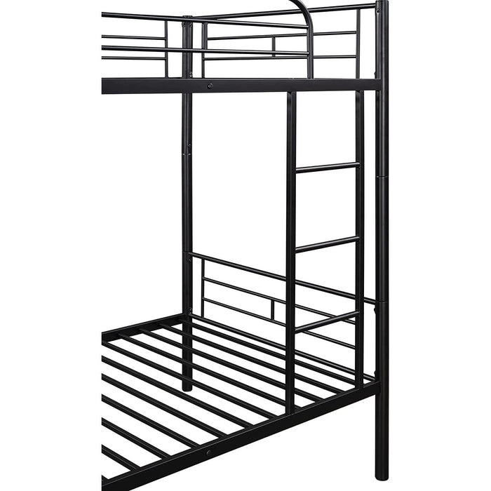 Twin over Twin Metal Bunk Bed with Ladder, Black
