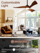 52 Inch Ceiling Fan with Light and Remote, Modern 3 Solid Wood Blades Ceiling Fan, 6 Speeds 5500CFM, Dimmable 3-Color LED with Memory, Timer & Quiet & Reversible DC Motor, ETL, Walnut Wood