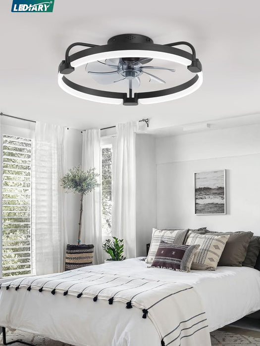 20 Inch Black RemoteControlledLEDLight Ceiling Fan