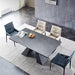 Extendable Dining Table for 8-12 Seat, Flexible Stretch, Tabletop Made from Rock Plate and Tempered Glass, Solid Carbon Steel Base, 35.4" D X 94.5" W X 30" H, Dark Grey