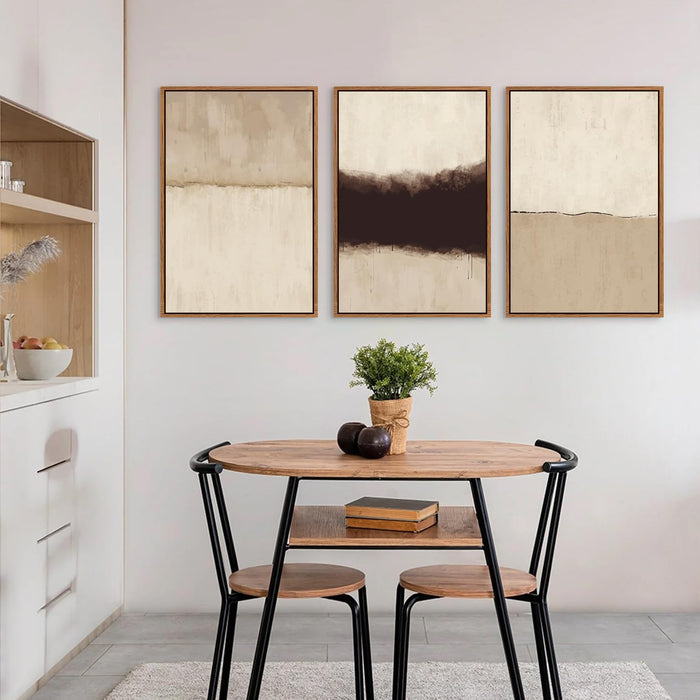 Neutral Abstract Wall Art Set of 3, 24"X36" Large Framed Textured Wall Decor, Minimalist Modern Wall Painting, Beige Black Canvas Art Print for Living Room, Bedroom, Dining Room, Office