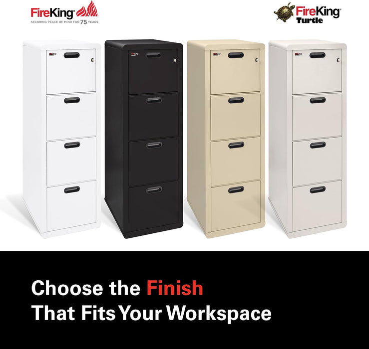 Turtle Contour 4 Drawer Fire Rated File Cabinet, Black