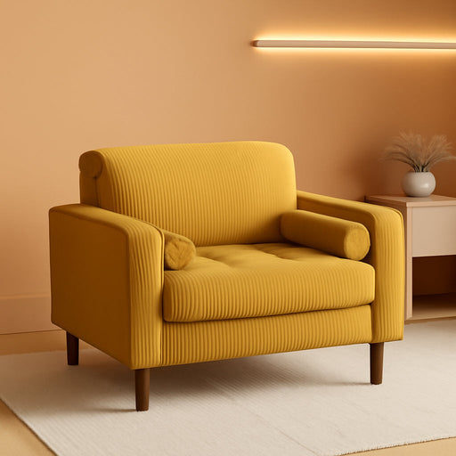 Oversized Accent Chair Set of 1, Corduroy Fabric Mid Century Modern Armchair with Large Seat for Living Room Bedroom Reading