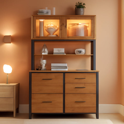 Rustic Brown 31.5 Inch Filing Cabinet StorageShelf
