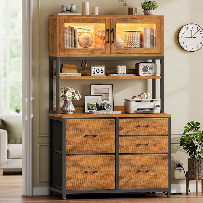 Rustic Brown 31.5 Inch Filing Cabinet StorageShelf