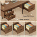 70.9" W X 27.6" D Office Desk with 3 Drawers, Modern Computer Desk with Storage, Home Office Desks with File Drawer, Privacy Panel, Large Executive Desk, Brown