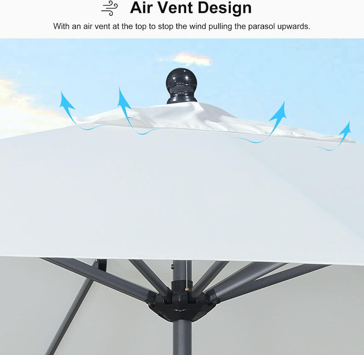 10' X 10' Square Patio Umbrella Outdoor Table Umbrella Aluminum Frame Market Umbrella Sun Umbrella with 8 Sturdy Ribs for Garden Deck Lawn Pool White