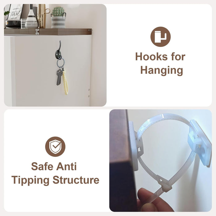 Murphy Bed with Storage & Charging Station, Queen Murphy Cabinet Bed with Large Storage Drawer for Guest Bedroom, Living Room, Office or Small Room, Full Foldable Platform Bed (White, Queen)