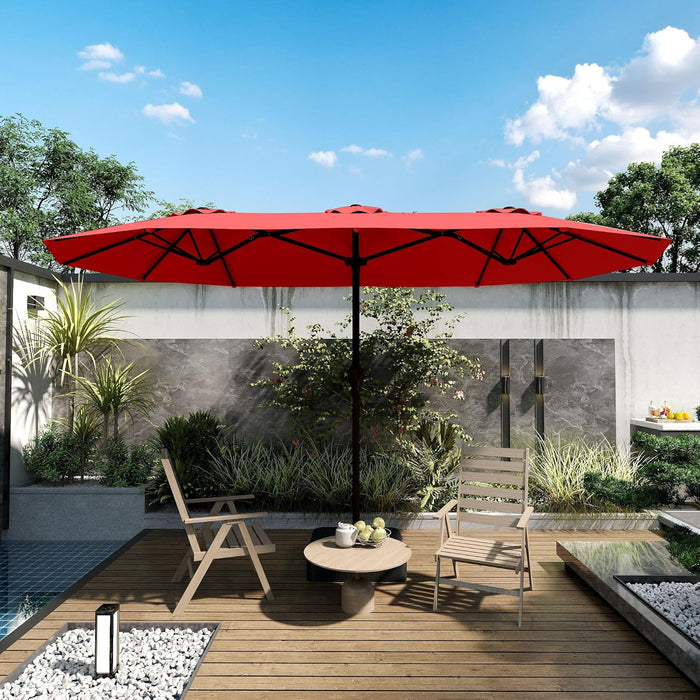 13Ft Patio Umbrella Red Weatherproof Reinforced Rib