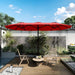 15Ft Large Patio Umbrella with Base Included, Double-Sided Rectangle Outdoor Table Umbrella with 12 Reinforced Ribs, Crank Lift for Market Pool Deck Backyard, Red