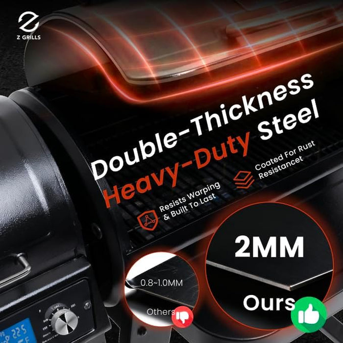 ZPG-450A Wood Pellet Grill & Smoker with PID V2.1 Controller, 459 Sq in Cook Area, Meat Probe, Foldable Shelf, 8 in 1 BBQ Grill Outdoor Auto Temperature Control, Black