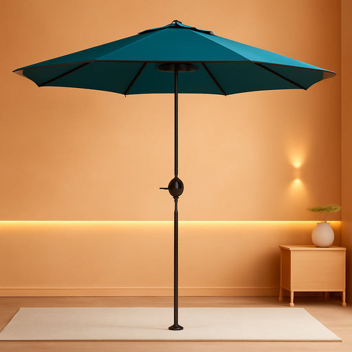 6 Ft Outdoor Patio Umbrella, Easy Open/Close Crank and Push Button Tilt Adjustment - Dark Teal Market Umbrellas