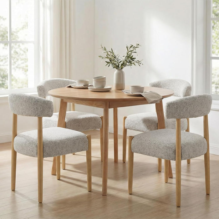Wooden Dining Chairs Set of 4 with Rubberwood Legs, Curved Backrest