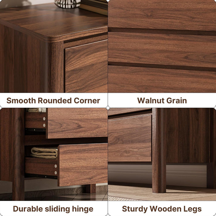 Walnut 10 Drawer Dresser for Bedroom, 63" W Modern Wood Dresser
