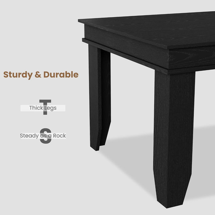 Farmhouse Dining Table for 6-8 People, 71 in Long Kitchen Tables with Wooden Sturdy Frame, 6 Ft Large Rectangular Dinner Table for Dining Room, Kitchen, Black, 63" Non-Extendable