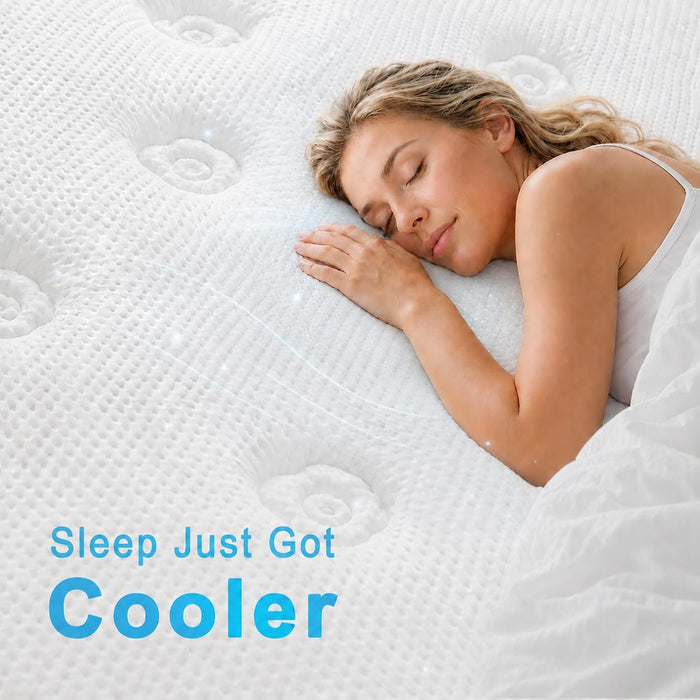 King Mattress 14 Inch Hybrid Mattress in a Box, Upgraded Memory Foam Pocket Springs for Superior Motion Isolation, Pressure Relie Deep Sleep Cooling Bed, Breathable Removable Cover