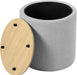 Storage Ottoman with Wood Top - Light Gray Textured Woven
