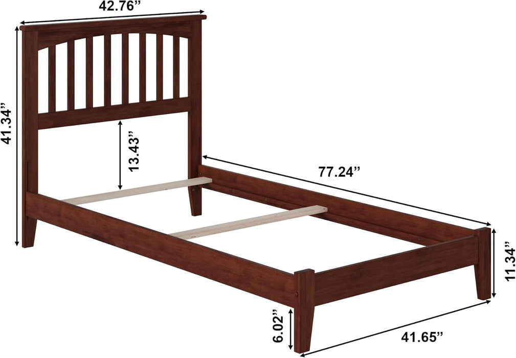 , Mission Twin Foundation Bed, Walnut