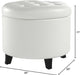 Designs4Comfort round Storage Ottoman 19.75" - Versatile Contemporary Foot Stool for Living Room, Office, Ivory Faux Leather