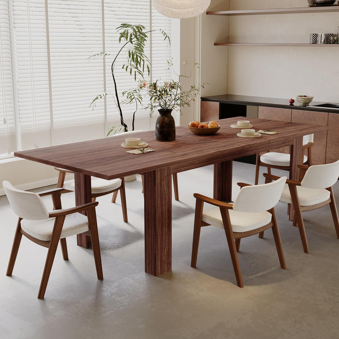 Expandable Dining Table for 6 8 People, Rectangular Wooden Indoor Dinner Tables, Large Kitchen Dining Table for Home,Brown