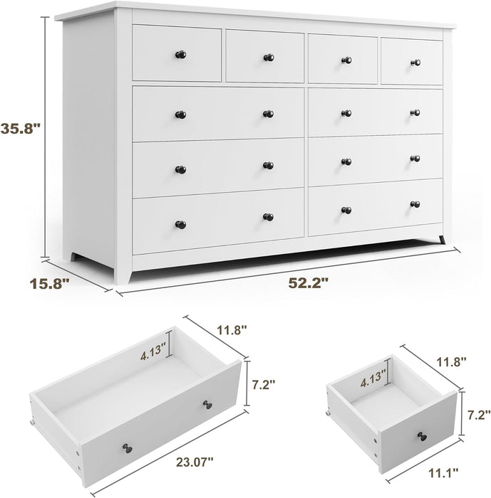 White 10-Drawer Dresser with Deep Space