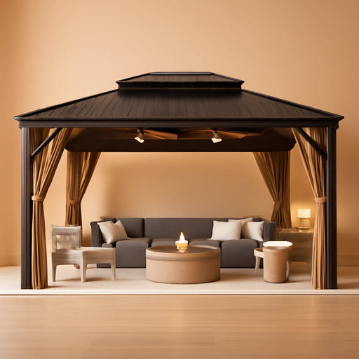 TwelveBySixteen Ft PremiumDoubleRoof Gazebo Dark Gray