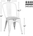 Metal Kitchen Dining Chairs Indoor-Outdoor Distressed Style Stackable Side Coffee Chairs in Distressed White, Set of 4